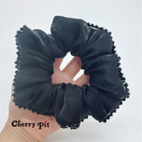 High quality and shiny fabric scunchie with crystal trim
