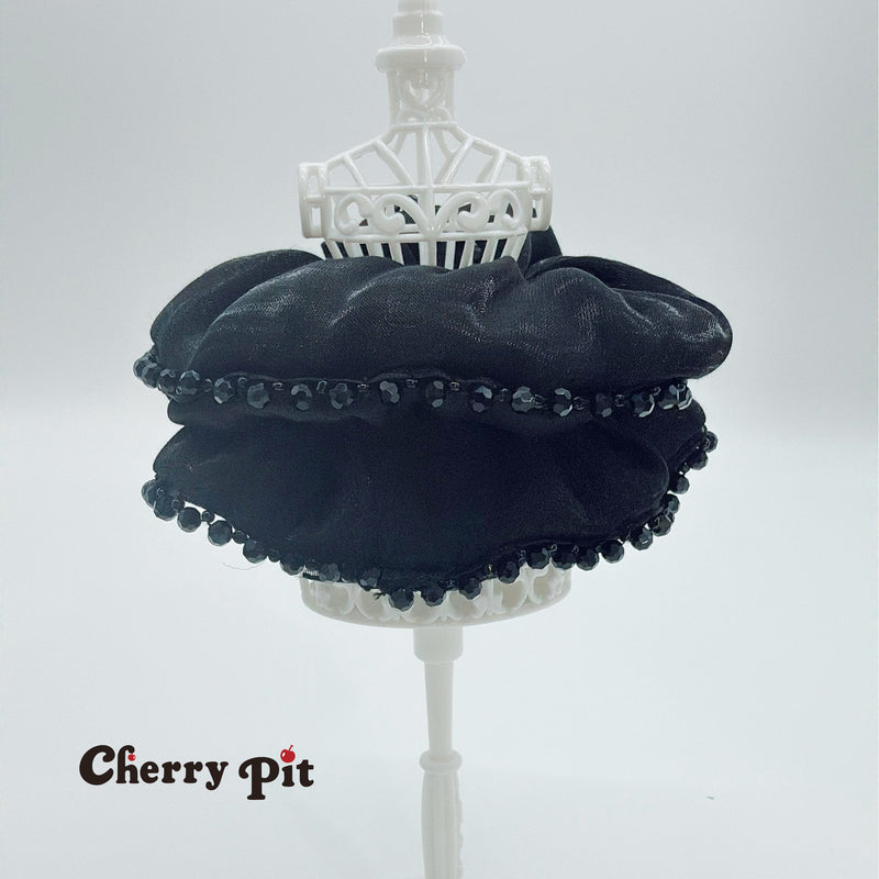 High quality and shiny fabric scunchie with crystal trim