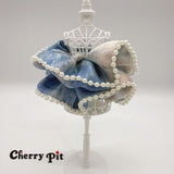 sky pattern scunchie with pearls trim