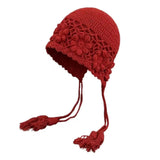 cotton mixed yarn hand crochet trapper with nice tassels
