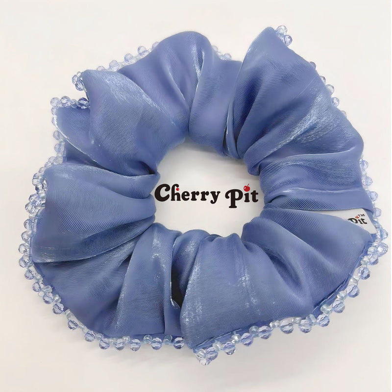 High quality and shiny fabric scunchie with crystal trim