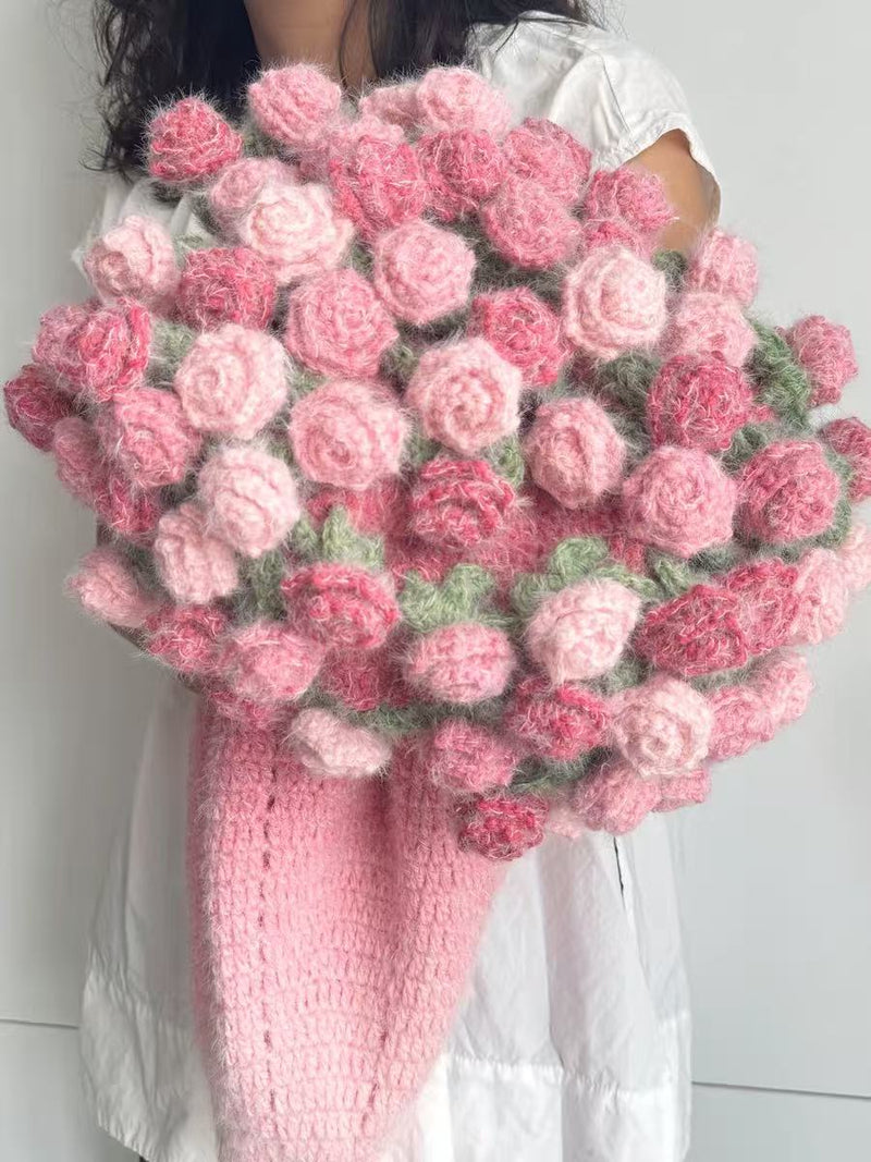 space dyed hairy yarn set rose bouquet blanket