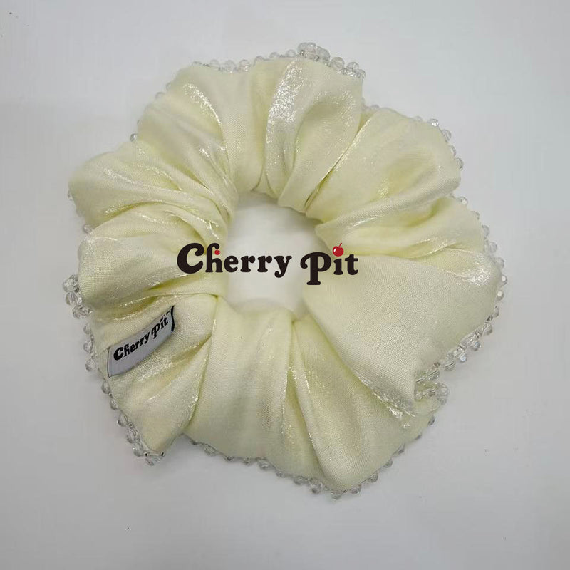 High quality and shiny fabric scunchie with crystal trim