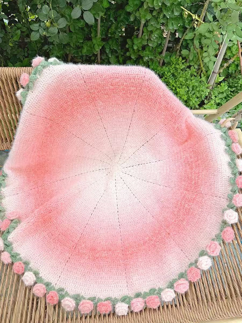 space dyed hairy yarn set rose bouquet blanket