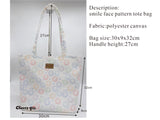 Smile pattern canvas tote bag