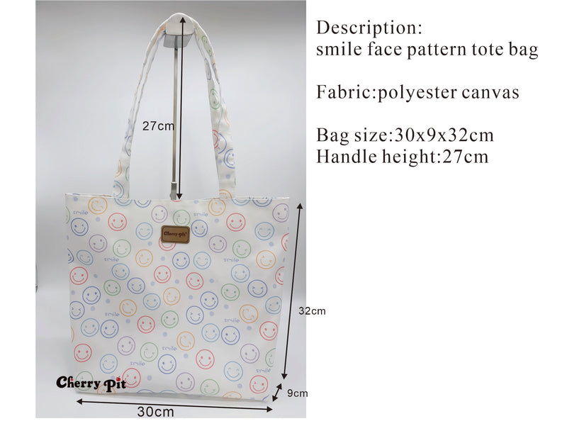 Smile pattern canvas tote bag