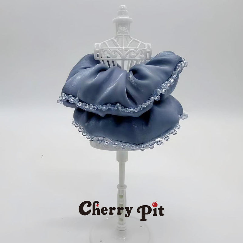High quality and shiny fabric scunchie with crystal trim