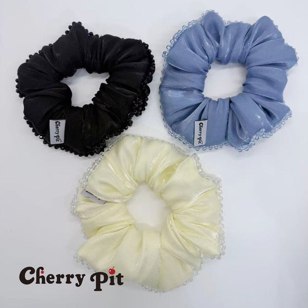 High quality and shiny fabric scunchie with crystal trim
