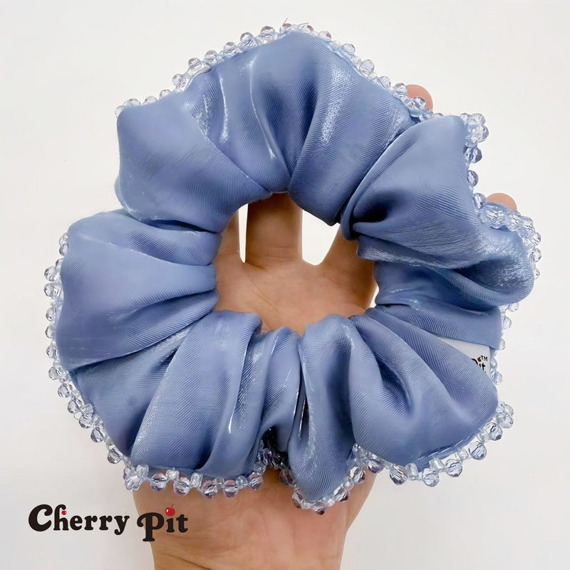 High quality and shiny fabric scunchie with crystal trim