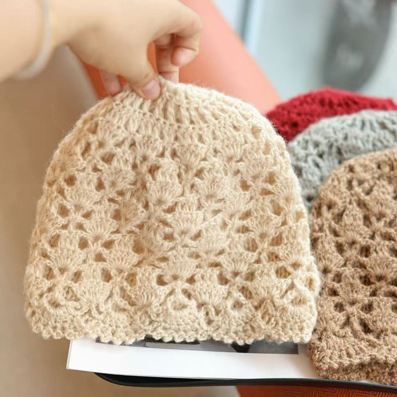 Hand crochet double layer acrylic beanie
