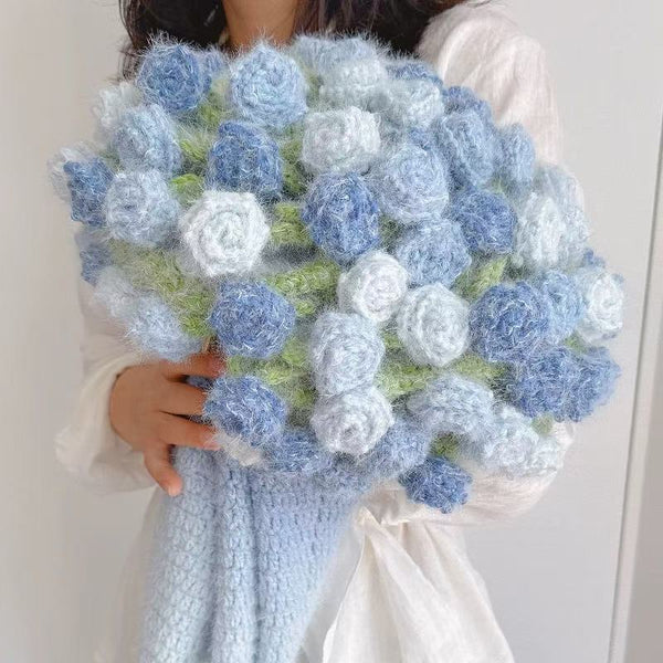 space dyed hairy yarn set rose bouquet blanket