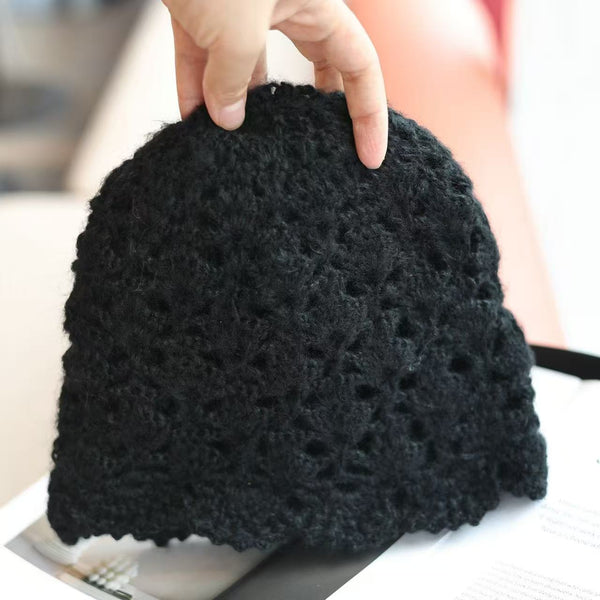 Hand crochet double layer acrylic beanie