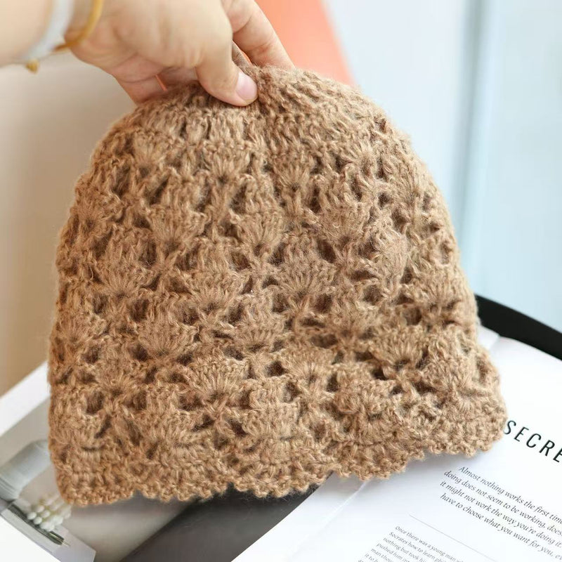 Hand crochet double layer acrylic beanie