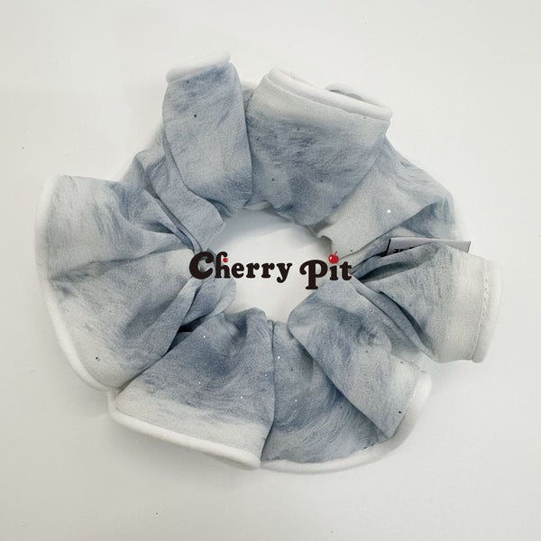 high quality chiffon water painting print fabric scunchie