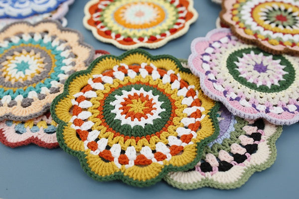 Bohemian handwoven colorful coasters finished products