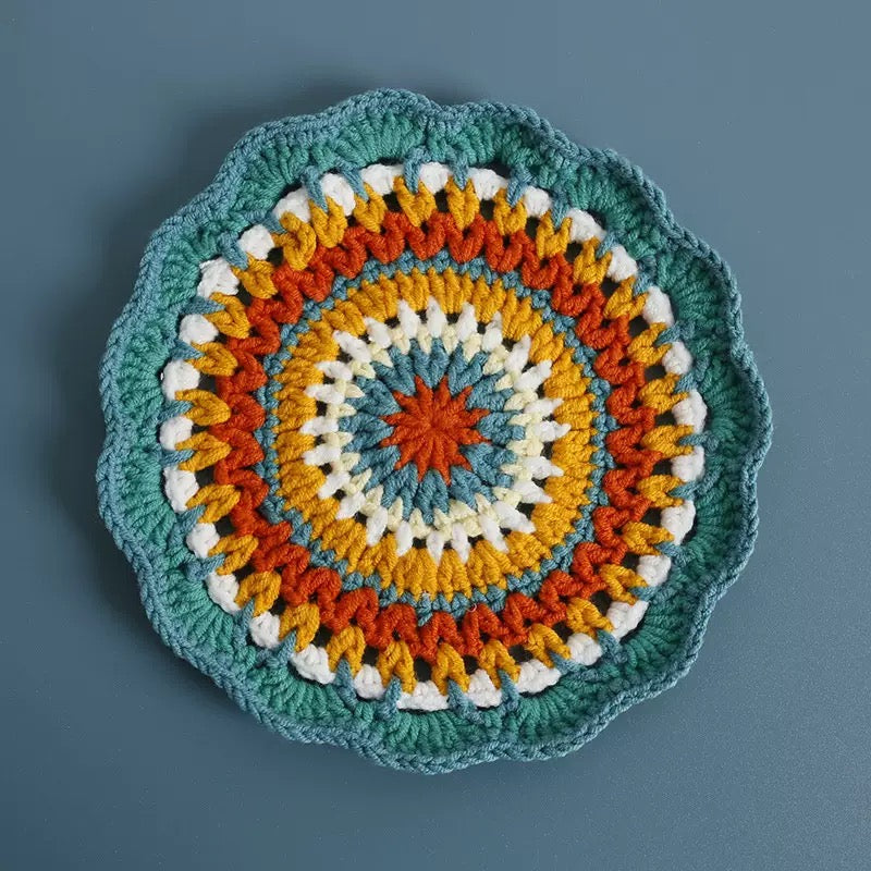 Bohemian handwoven colorful coasters finished products