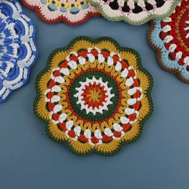 Bohemian handwoven colorful coasters finished products