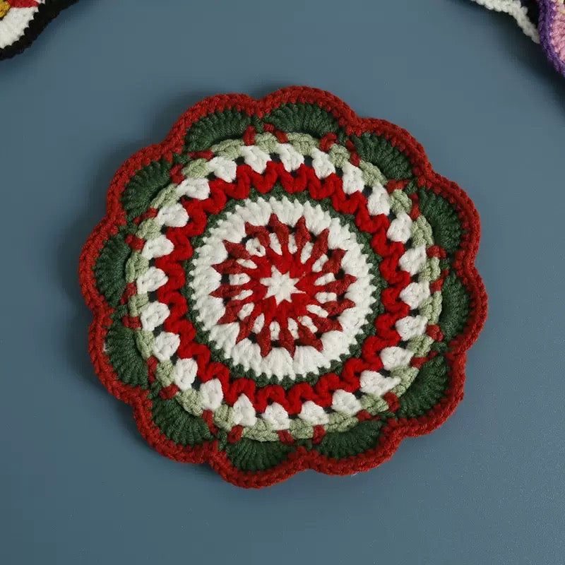 Bohemian handwoven colorful coasters finished products