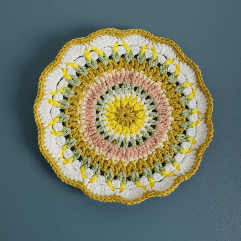 Bohemian handwoven colorful coasters finished products