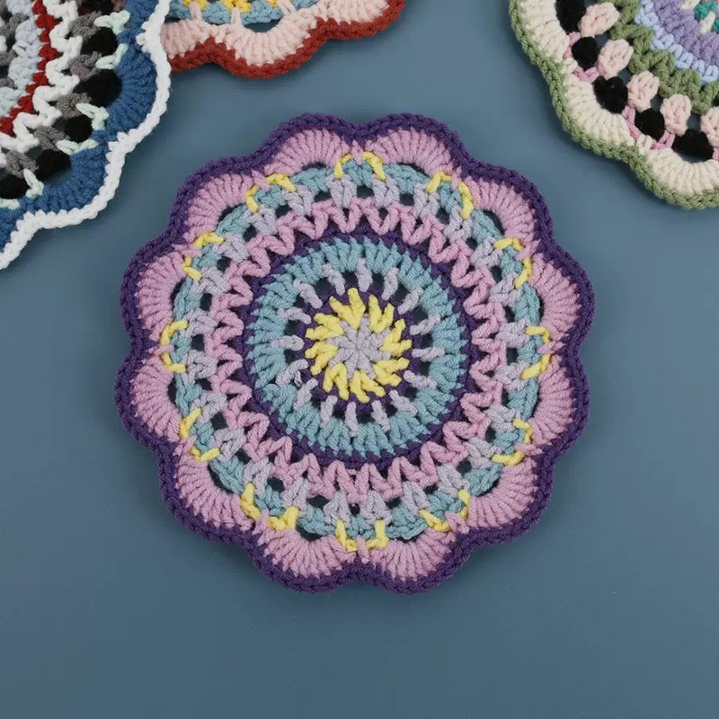 Bohemian handwoven colorful coasters finished products