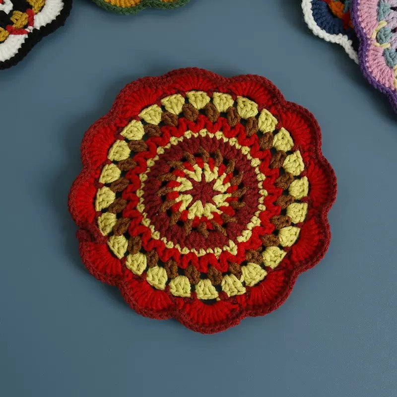 Bohemian handwoven colorful coasters finished products