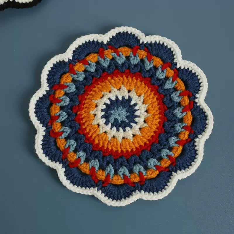 Bohemian handwoven colorful coasters finished products
