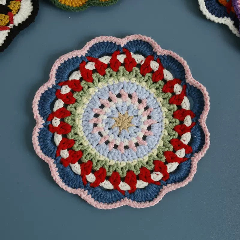 Bohemian handwoven colorful coasters finished products