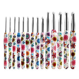 Sunflower printted crochet set-14pcs Kit include the bag