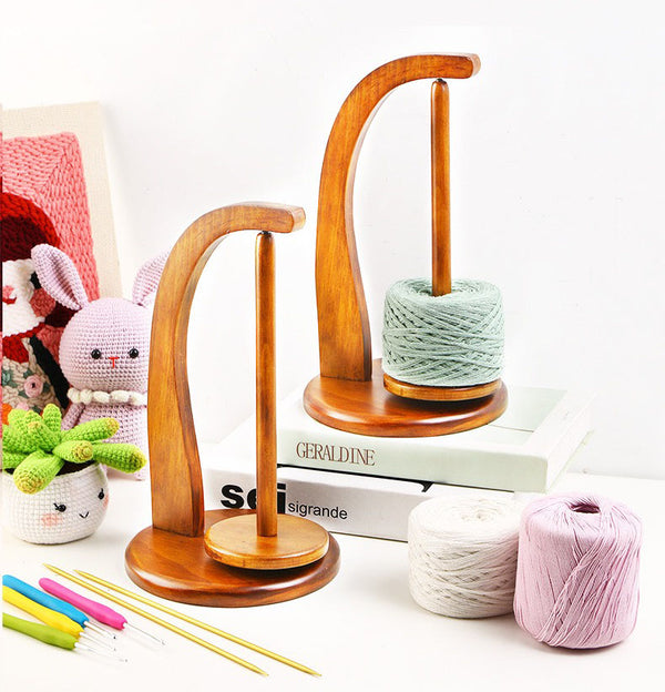 wooden yarn holder knitting and crocheting.portable rotatin knitting needle stand.