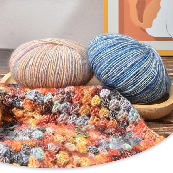 Warm color space dyed cotton mixed yarn.Crochet DIY yarn.