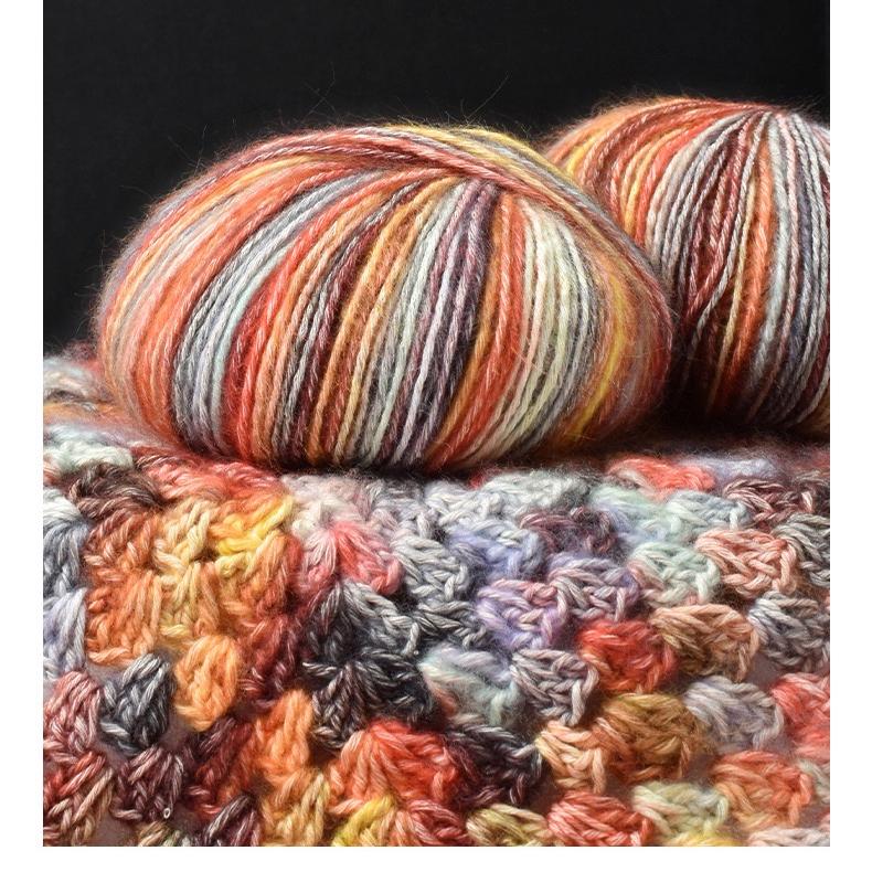 Warm color space dyed cotton mixed yarn.Crochet DIY yarn.