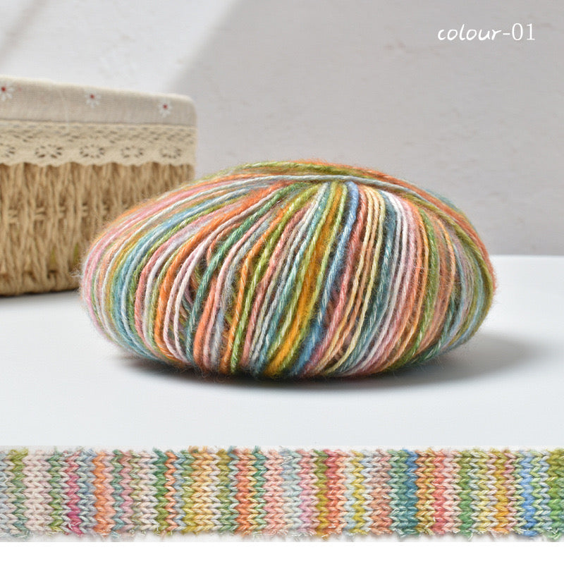 Warm color space dyed cotton mixed yarn.Crochet DIY yarn.