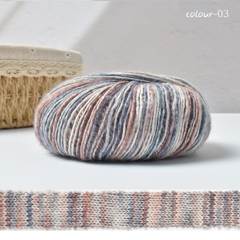 Warm color space dyed cotton mixed yarn.Crochet DIY yarn.