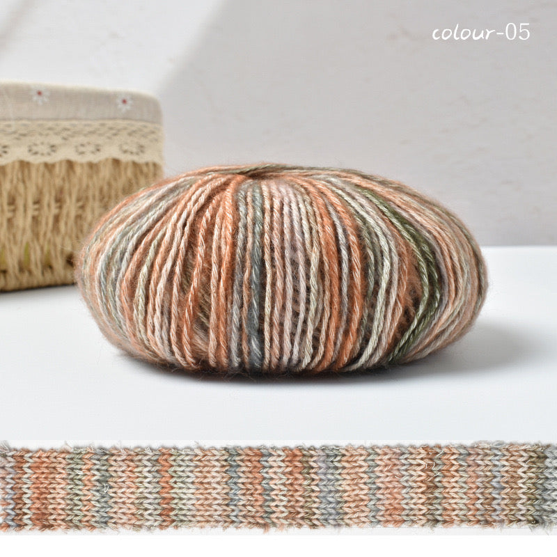 Warm color space dyed cotton mixed yarn.Crochet DIY yarn.