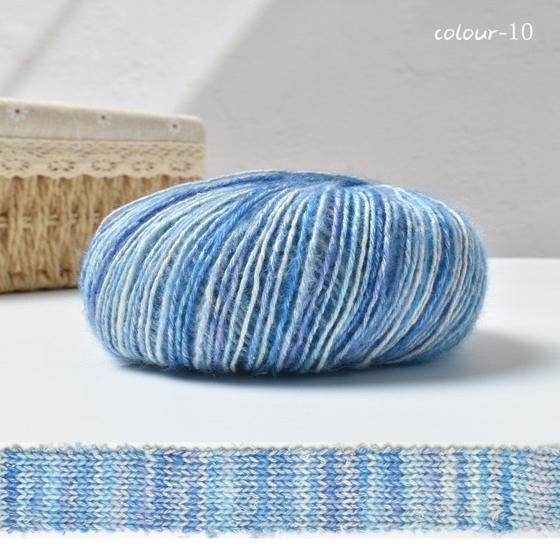 Warm color space dyed cotton mixed yarn.Crochet DIY yarn.