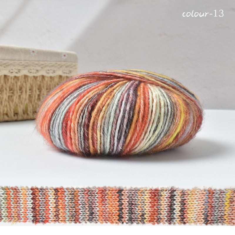 Warm color space dyed cotton mixed yarn.Crochet DIY yarn.