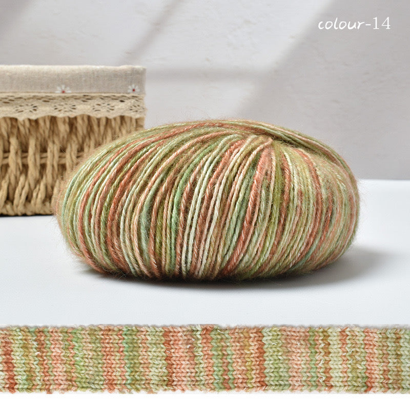 Warm color space dyed cotton mixed yarn.Crochet DIY yarn.