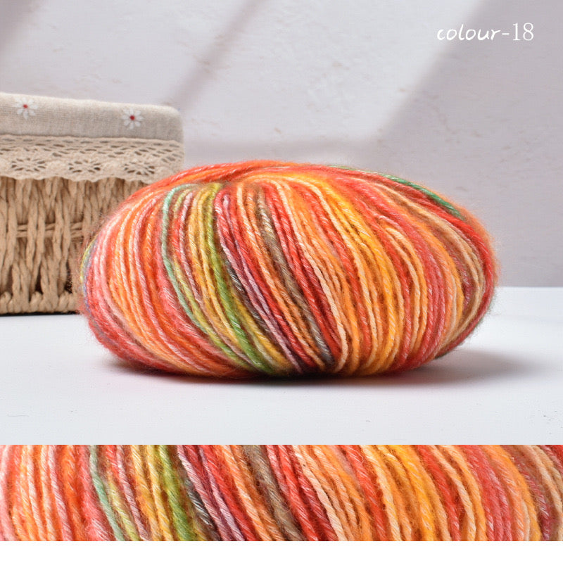 Warm color space dyed cotton mixed yarn.Crochet DIY yarn.