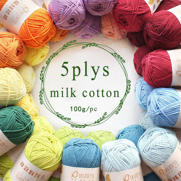 Solid color milk cotton yarn 100g each skein