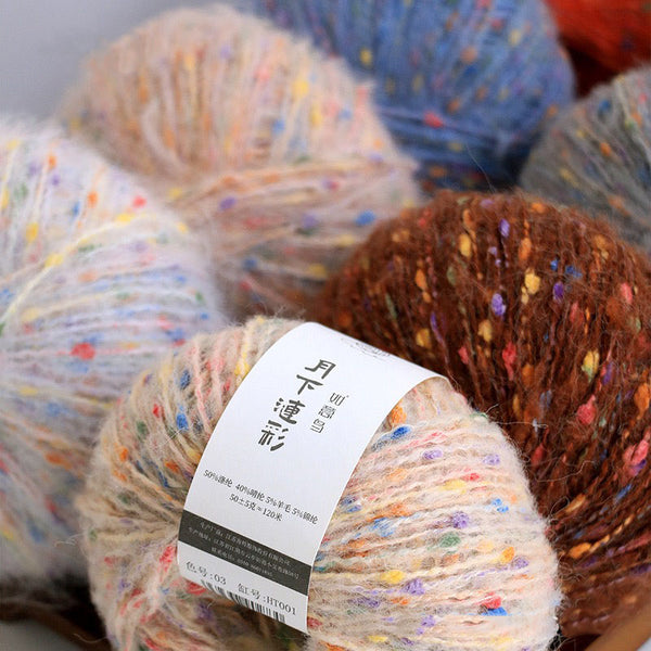 colorful dots wool mixed yarn 50g each skein