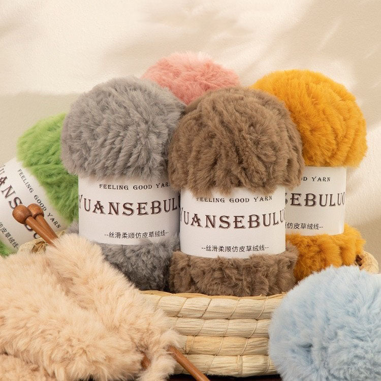 Solid color fake fur yarn 100g each skein
