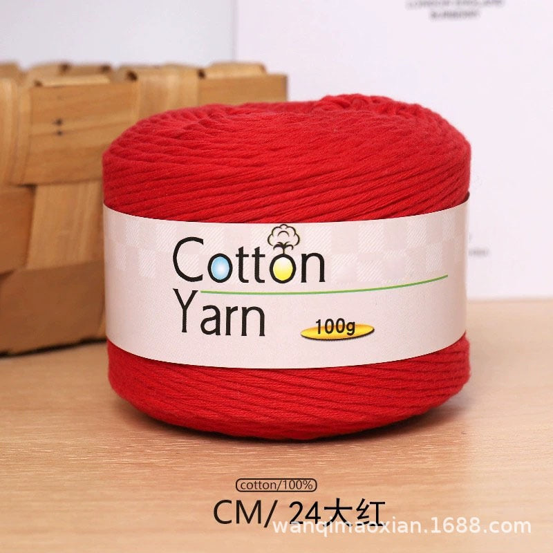 Solid color 16-ply 100%cotton yarn 100g each skein