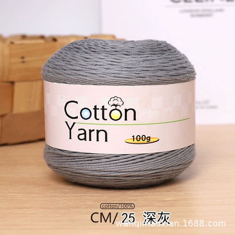 Solid color 16-ply 100%cotton yarn 100g each skein