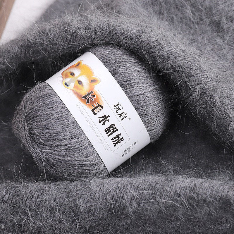 hairy solid color yarn wool mixed 50g each skein