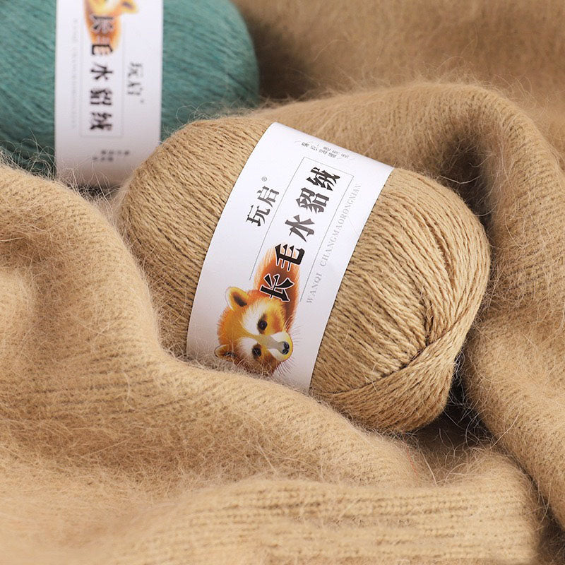 hairy solid color yarn wool mixed 50g each skein