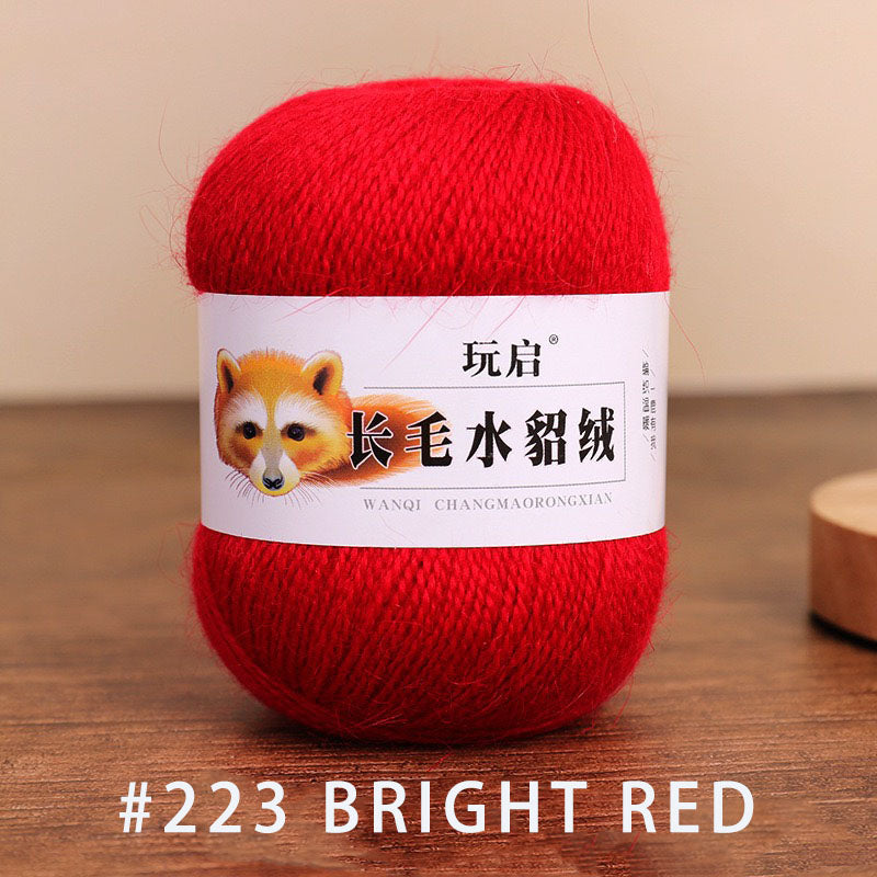 hairy solid color yarn wool mixed 50g each skein