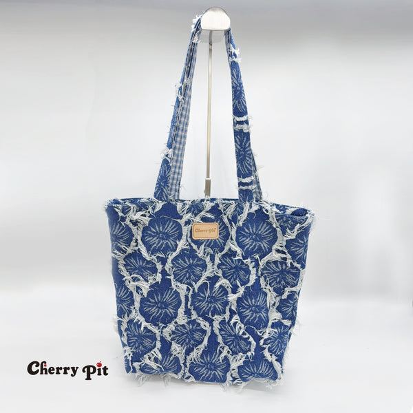 Jeans jacquard tote bag