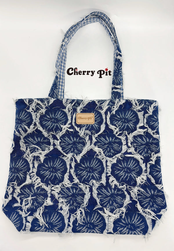 Jeans jacquard tote bag