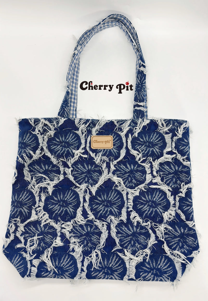 Jeans jacquard tote bag