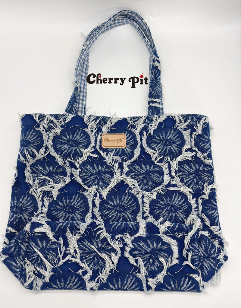 Jeans jacquard tote bag